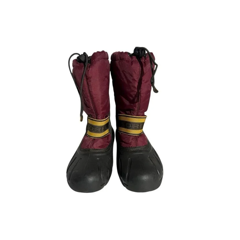 SOREL Cub Youth Kids Brown Maroon Insulated Waterproof Winter Snow Boots /US 4